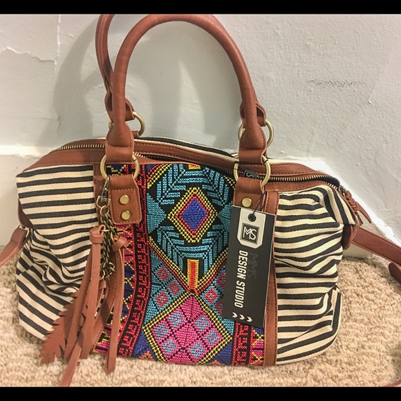 MMS Design Studio Handbags - Cross-Body/Satchel with Aztec Embroidery